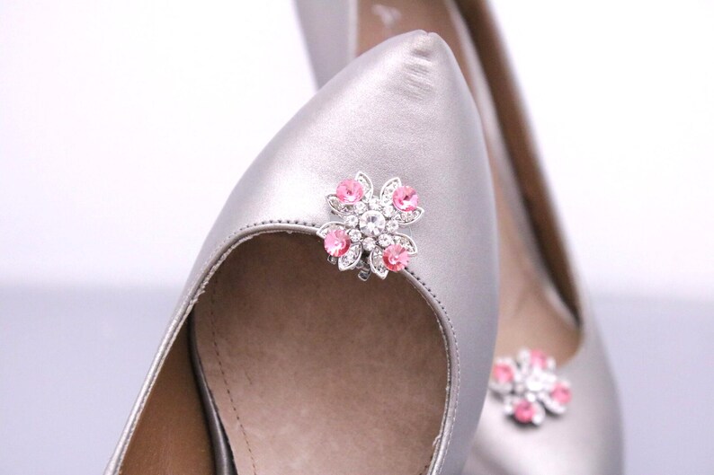 wedding shoe clips Pink Crystal shoe clip Wedding dress shoe clips Navy blue Rhinestone shoe clips Bridesmaid shoe clips Blue shoe accessory image 9