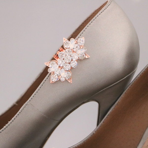Bridal shoe clips Rose gold Wedding shoe clips Something blue shoe clips Opal crystal shoe clips Crystal Jewelry Decorations Shoe Clips Gold