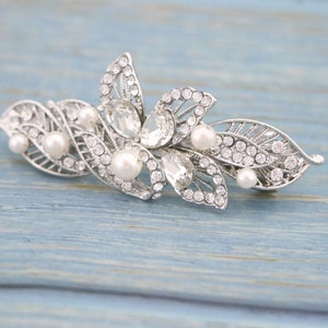 Bridal hair comb hair clip Crystal and Pearl hair clip Wedding barrette clip Silver bridal hair clip Rose gold Wedding comb in Side hairclip