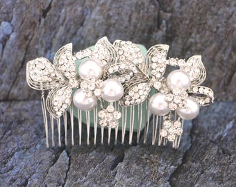 Crystal Pearl Bridal Hair Comb, Wedding Side Headpiece  display picture 3
