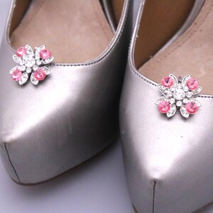 wedding shoe clips Pink Crystal shoe clip Wedding dress shoe clips Navy blue Rhinestone shoe clips Bridesmaid shoe clips Blue shoe accessory image 6