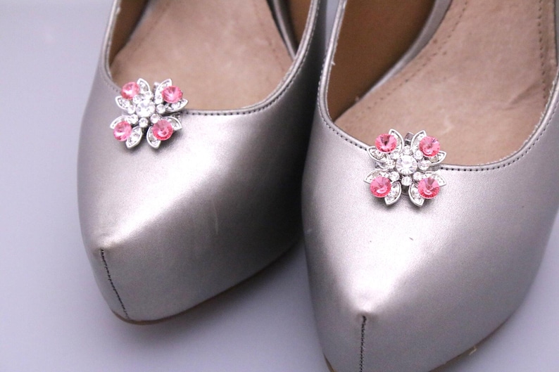 wedding shoe clips Pink Crystal shoe clip Wedding dress shoe clips Navy blue Rhinestone shoe clips Bridesmaid shoe clips Blue shoe accessory image 6