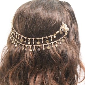 Halo en or de mariage, couronne de mariée, diadème de mariage, vigne de cheveux de mariage, casque de mariée, morceau de cheveux de mariage, halo boho doré, couronne de fleurs en or, mariage