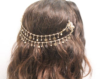 Aureola dorata da sposa, corona da sposa, tiara da sposa, fermaglio per capelli da sposa, copricapo da sposa, accessorio per capelli da sposa, aureola boho dorata, corona di fiori dorata, matrimonio