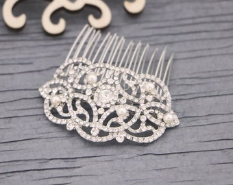 Side bridal headpiece Silver Wedding hair comb Bridal hair piece Wedding hair accessories hair clip Bridal hair comb Pearl hair clip Small