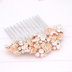 bridal veil comb Rose gold Wedding hair comb Rhinestone Side comb Wedding headpiece Bridal hair comb updo Silver Wedding hair accessories