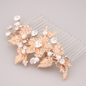 Bridal hair comb Silver Wedding hair accessories Wedding hair jewelry Side bridal headpiece Wedding hair comb Rhinestone Bridal comb Wedding Rose gold tone