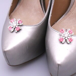 wedding shoe clips Pink Crystal shoe clip Wedding dress shoe clips Navy blue Rhinestone shoe clips Bridesmaid shoe clips Blue shoe accessory image 2