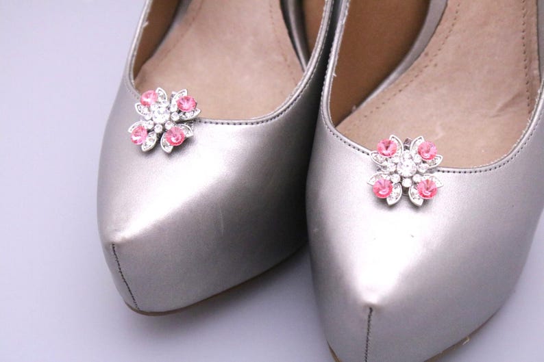 wedding shoe clips Pink Crystal shoe clip Wedding dress shoe clips Navy blue Rhinestone shoe clips Bridesmaid shoe clips Blue shoe accessory image 2