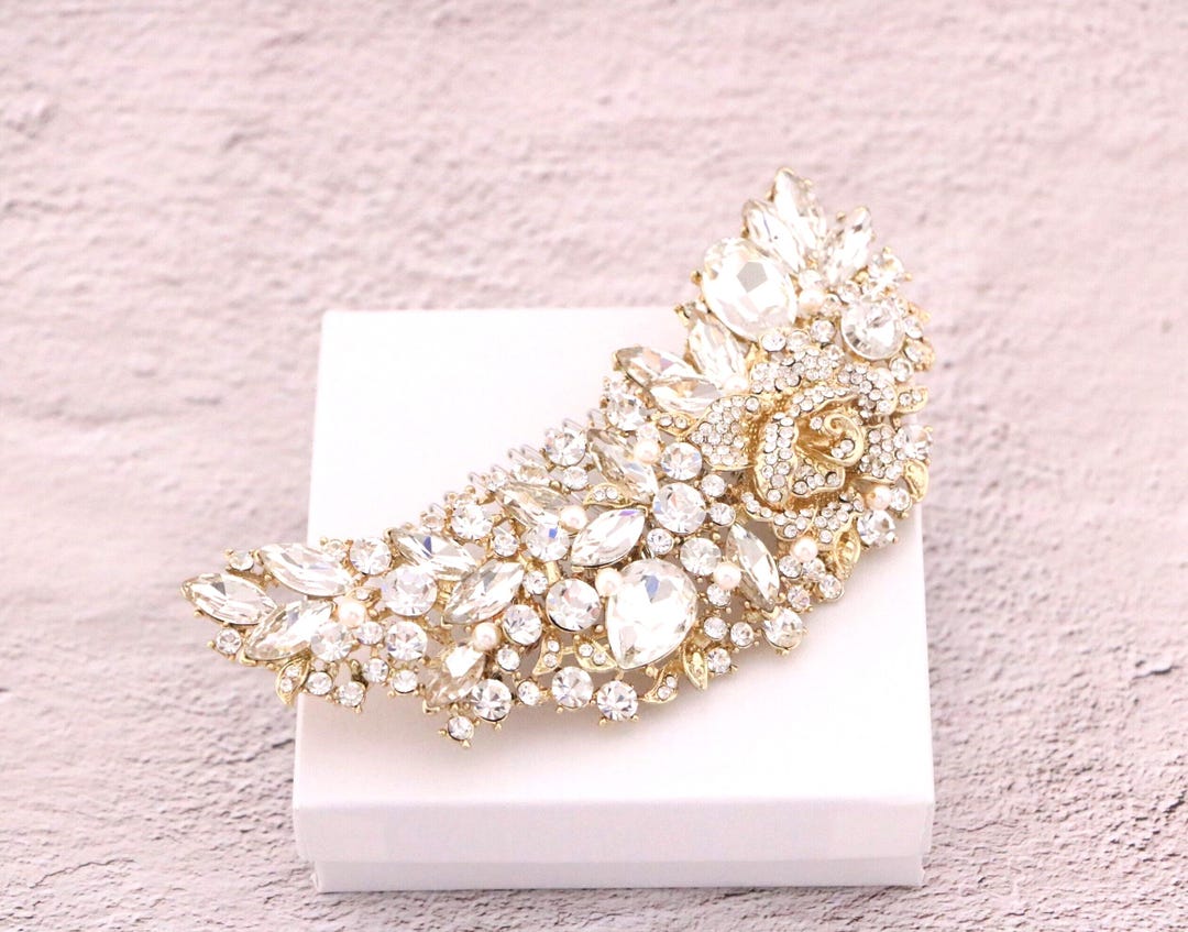 Floral Crystal Bridal Clip • Small Wedding Headpiece • Bridal Hair Accessory Silver • Bria 2438 - UK