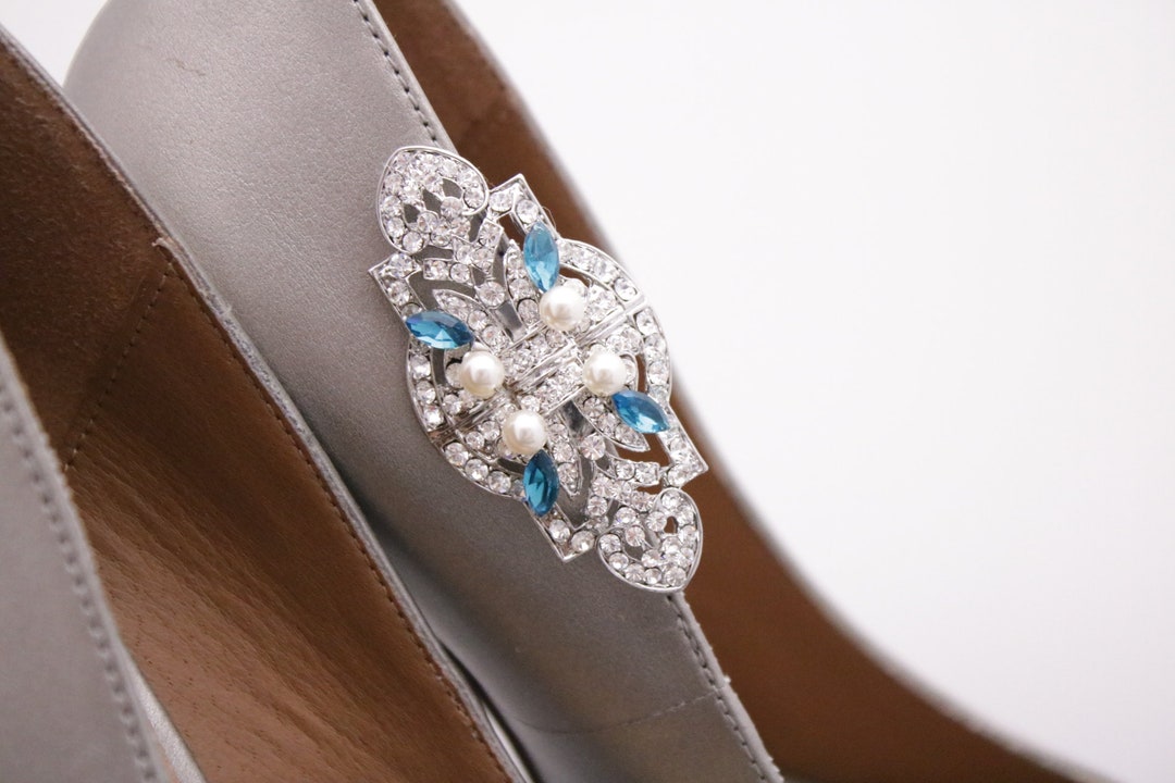 Wedding Shoe Clips Blue Shoe Clips Bridal Rhinestone Shoe Clip Navy