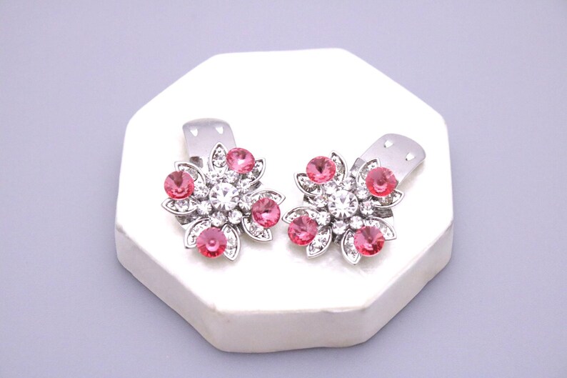 wedding shoe clips Pink Crystal shoe clip Wedding dress shoe clips Navy blue Rhinestone shoe clips Bridesmaid shoe clips Blue shoe accessory image 4