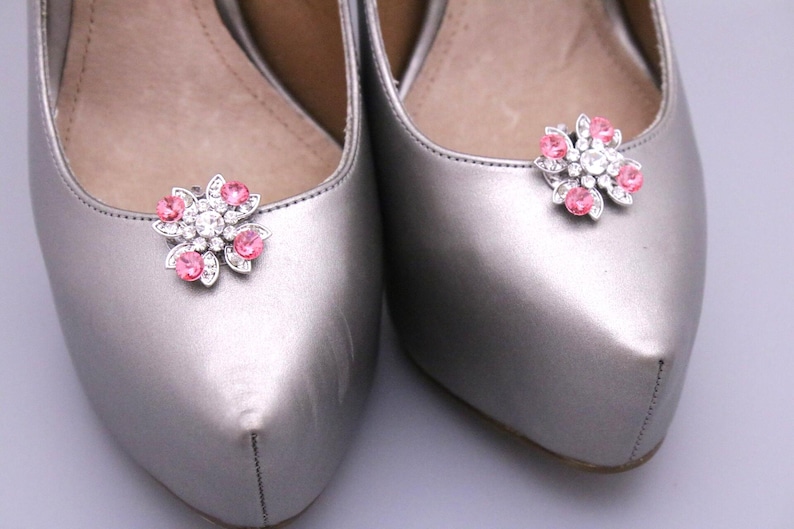 wedding shoe clips Pink Crystal shoe clip Wedding dress shoe clips Navy blue Rhinestone shoe clips Bridesmaid shoe clips Blue shoe accessory image 8