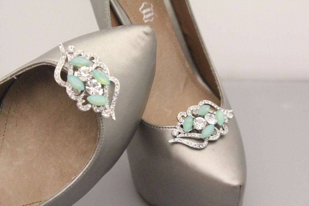 Bridal Shoe Accessories Blue Bridal Shoe Clips Sparkling Shoe Etsy