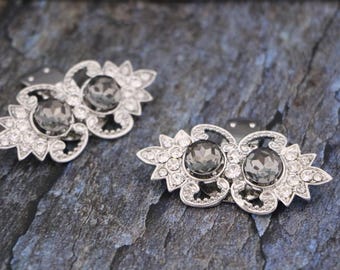 Greige Crystal shoe clips Silver Wedding shoe clips Bridal shoe jewelry shoe clips Rhinestone shoe clips Wedding shoe accessories Bridal