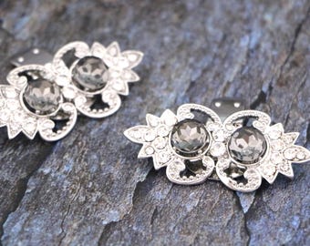 Navy blue shoe clips Pearl shoe clips Silver Bridal shoe clips Wedding
