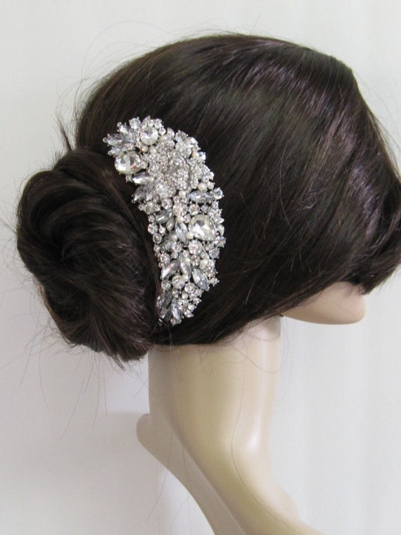Wedding Pearl Hari Comb Bridal Hair Comb Large Crystal Hair Etsy