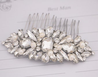 Wedding hair accessories Silver Wedding hair comb Boho hair piece Wedding hair jewelry Bridal hair bling Wedding comb Bridal hair comb Side