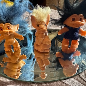 Vintage 1960s Thomas Dam Troll Dolls Bundle – Authentic Danish Trolls (Design Patent, Foot Stamps)