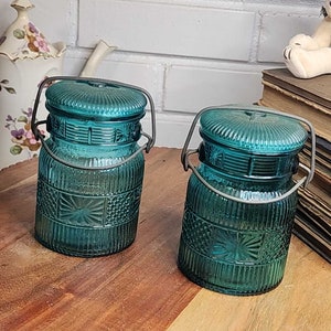 Turquoise Avon Jar Vintage Cut Glass With Hinged Lid