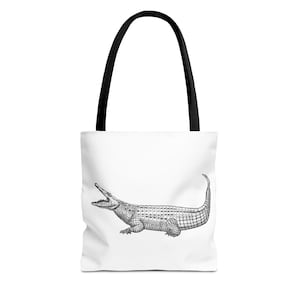 Vintage Engraving Crocodile Tote Bag | All-Over Print