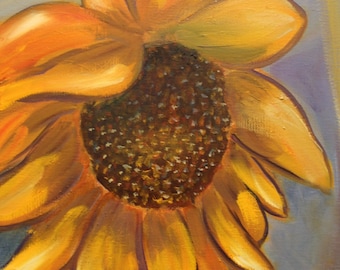 NORA'S SUNFLOWER , Glicee Fine Art Print of original oil painting by Lesley Mills from Merlin's Garden Free Domestic Shipping