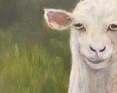 NATURE'S GIFT, 10 x 20 Oil Painting of sheep by Lesley Mills from Merlin's Garden Free Domestic Shipping