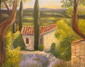THE LAVENDER PATH, 24 X 30 Original Oil Painting by Lesley Mills from Merlin's Garden Free Domestic Shipping