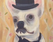 BUSTER'S NIGHT OUT,  Original 16 x 20 Oil Painting of basset hound by Lesley Mills from Merlin's Garden Free Domestic Shipping