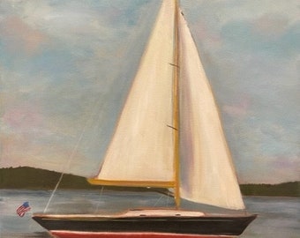 SAIL AWAY, 20 X 24 Original Oil Painting by Lesley Mills from Merlin's Garden Free Domestic Shipping