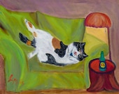 Tigerlilly and the New Catnip, Handmade Greeting Card from Merlin's Garden  FREE SHIPPING