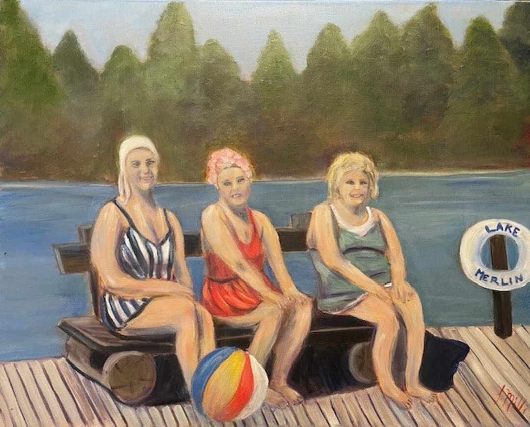 LADIES of the LAKE, 24 X 30 Original Oil Painting by Lesley Mills From