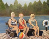 LADIES of the LAKE, 24 X 30 Original Oil Painting by Lesley Mills from Merlin's Garden Free Domestic Shipping