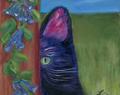 Princess, Handmade Greeting Card from Merlin's Garden of black cat, colorful and whimsical