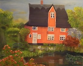 MERLIN'S MANOR, 24 x 30  Original Oil Painting by Lesley Mills from Merlin's Garden Free Domestic Shipping
