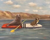UBER by the SEA, 20 x 24  Original Oil Painting by Lesley Mills from Merlin's Garden Free Domestic Shipping