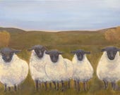 THE INNOCENTS,  Original 16 x 20 Oil Painting of sheep by Lesley Mills from Merlin's Garden Free Domestic Shipping