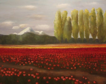 SKAGIT VALLEY, 24 X 30 Original Oil Painting by Lesley Mills from Merlin's Garden Free Domestic Shipping