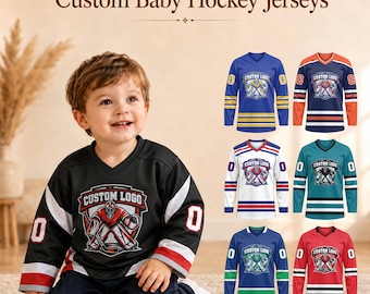Custom Baby Hockey Jersey Boy Personalized Embroidered Printed Name Number Men Women Family Fan Gift