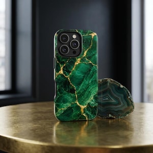 Emerald Marble with Gold Veins Tough Case | Phone Cover, Green Marble Pattern