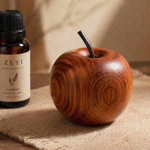 Difusor de aromaterapia de madera de manzano, difusor de aceite pasivo sin agua, decoración de escritorio de sapeli natural, regalo para profesores, regalo de inauguración de casa