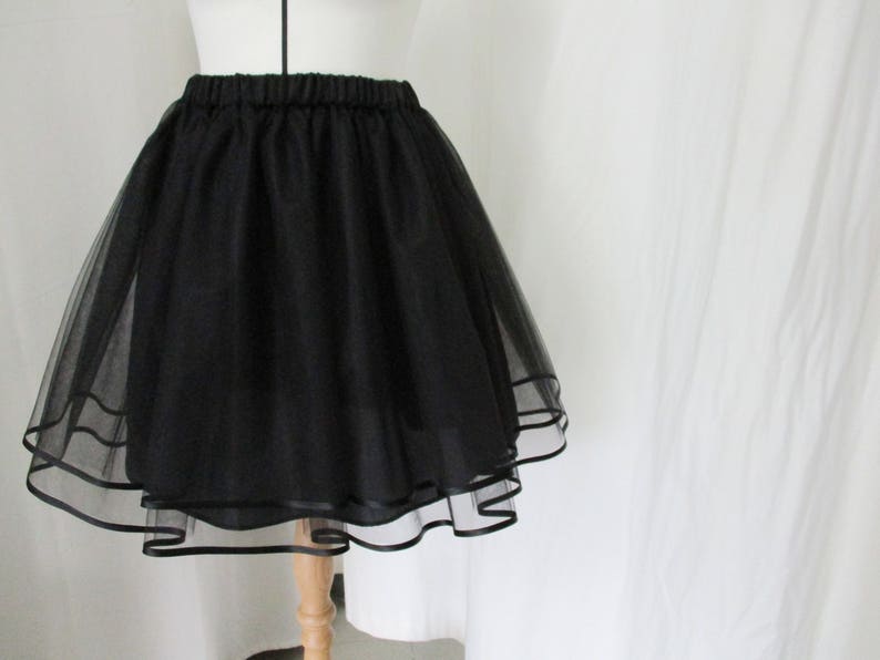 Jupe Tulle Noir, Jupe Tulle Satin Edge, Jupe Tulle Femme, Jupe Tutu, Jupe de soirée, Jupe de demoiselle dhonneur image 3