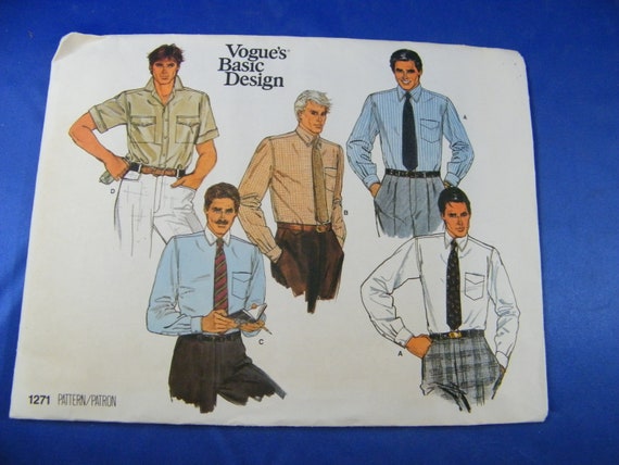 Men's Dress Shirt Pattern 5 Styles Size 15 1/2 Uncut | Etsy