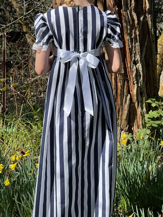 Buy Girl's Size7/8, 8/9, 10/11 or 12/14 (pictured) Regency Dress, Jane Austen Dress, Empire Waist Dress, Pride and Prejudice, Navy and White Online in India