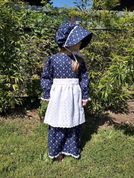 Laura Ingalls Costume, Girl Size 4 Pioneer Costume With Bonnet and
