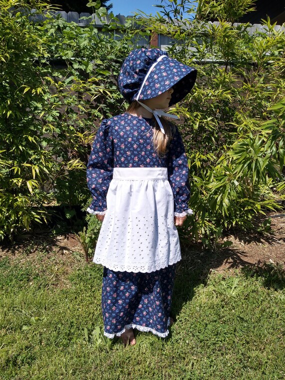 Laura Ingalls Costume, Girl Size 4 Pioneer Costume With Bonnet and