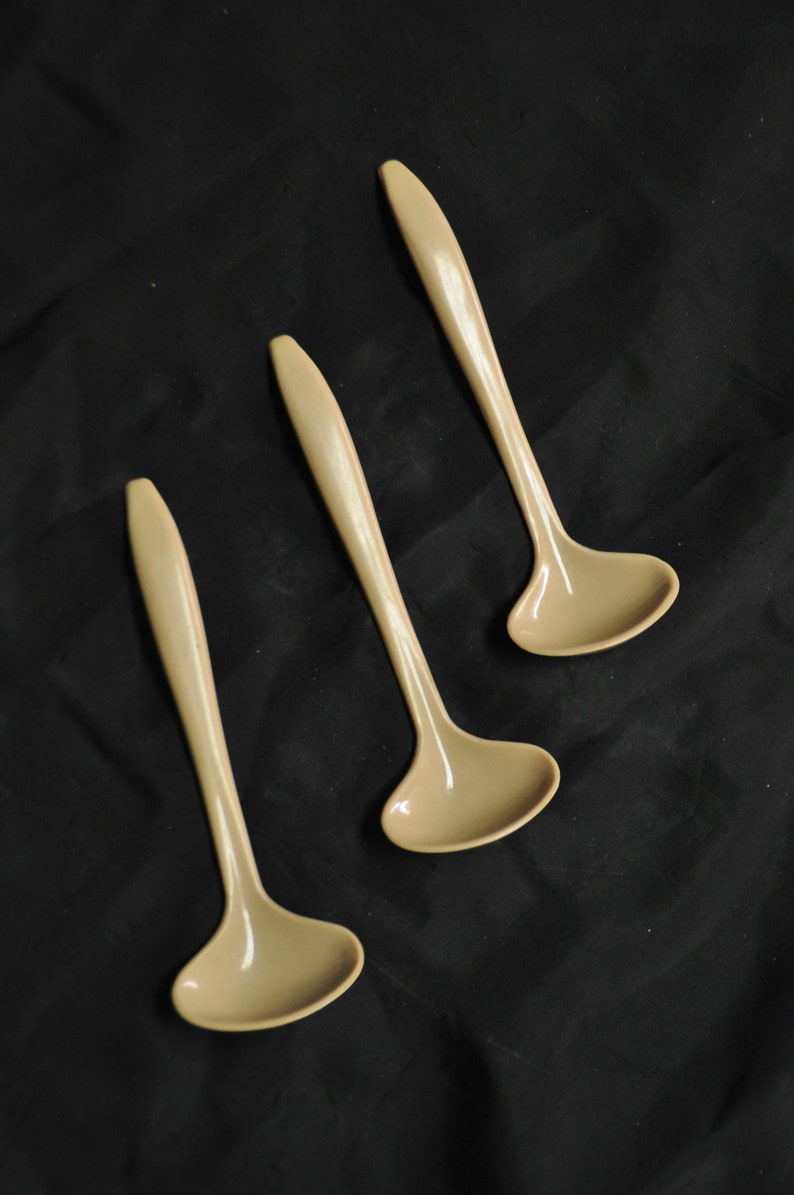 Relish Tupperware #872 Jams Gold Dip Set of 3 Condiment Ladle Spoons