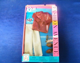 Ken Fashion Avenue Pack 2002 - Maroon Jacket and tan pants outfit New - 25752 - shelf wear - see photos and description