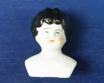 Antique China Head Doll -  From the 1800's - 2 1/4" tall - Note Card included that shows dates - see photos and description