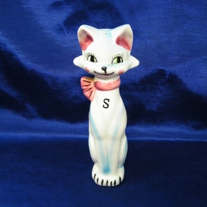 Vintage Cat Salt Shaker (Salt only) Anart Creation - 7 1/2" tall - Japan -  Bottom of shaker shows wear - see photos and description